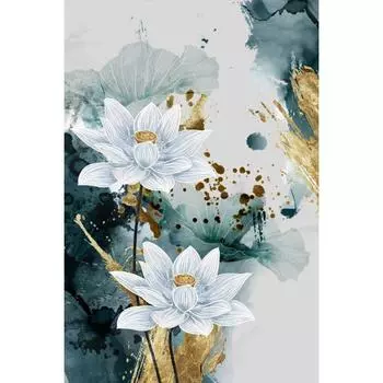 5D DIY Алмазная картина Чернила Лотоса Алмазная вышивка Полный набор мозаики Вышивка крестом Домашний декор Подарки ручной работы Round 20x30cm