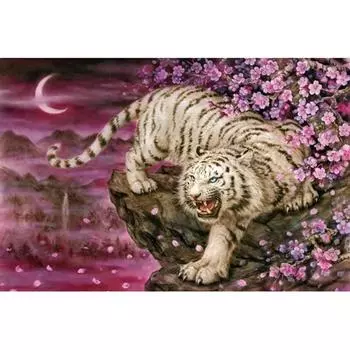 5D DIY Алмазная картина Черно-белый тигр Вышивка крестом Горный хрусталь Мозаика Домашний декор 20X30CM