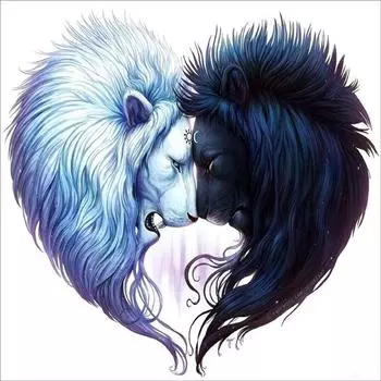 5D Diy Алмазная картина Черный и белый Лев Алмазная вышивка Полный набор аниме Наборы для вышивки крестом Домашний декор Подарок ручной работы Round 25x25cm