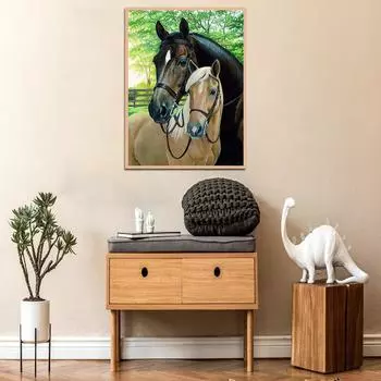 5D Diy Алмазная картина Черный и Желтый Лошадь Набор для вышивки крестом Полный Алмазная вышивка Мозаика Художественная картина Стразы Декор Подарок Full Round 20x30cm