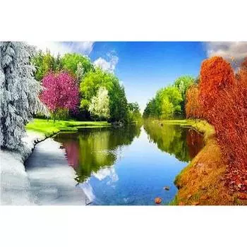 5D DIY Алмазная картина Четыре сезона деревья Вышивка Крестом Горный хрусталь Мозаика Домашний декор 20X30CM
