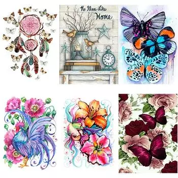 5D DIY Алмазная картина Цветная бабочка Алмазная вышивка Животные Полный круглый стразы Декорации Домашний декор Ремесла Подарок Full Round 15x20CM