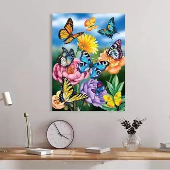 5D Diy Алмазная картина Цветная бабочка Набор для вышивки крестом Полная алмазная вышивка Мозаика Художественная картина Стразы Декор Подарок Full Round 20x30cm