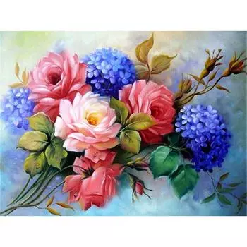 5D DIY Алмазная картина Цветная цветочная вышивка Крестом Горный хрусталь Мозаика Домашний декор 20X30CM