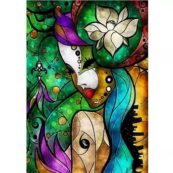 5D DIY Алмазная картина Цветная девушка Полный квадратный Алмазная вышивка Крестиком Алмазный горный хрусталь 15*20 cm
