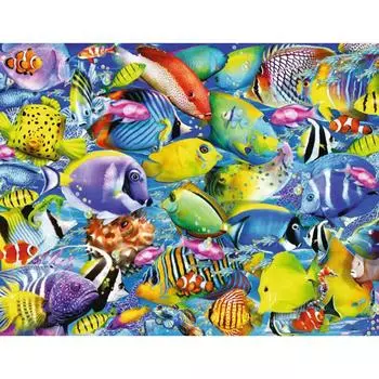 5D DIY Алмазная картина Цветная рыбная вышивка Мозаика Вышивка крестом Горный хрусталь Украшение 20X30CM