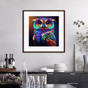 5D Diy Алмазная картина Цветная Сова Алмазная вышивка Полный набор аниме Наборы для вышивки крестом Домашний декор Подарок ручной работы Round 30x30cm