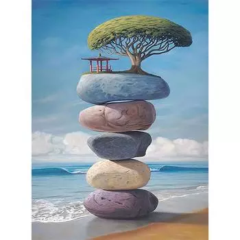 5D DIY Алмазная картина Цветной камень Пейзаж Дерево Алмазная вышивка Полный набор мозаики Вышивка крестом Домашний декор Подарки ручной работы Round 20x30cm