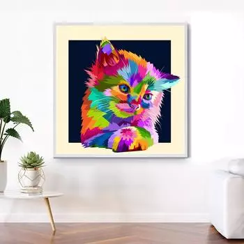 5D Diy Алмазная картина Цветной котенок Алмазная вышивка Полный набор аниме Наборы для вышивки крестом Домашний декор Подарок ручной работы Round 30x30cm