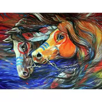 5D DIY Алмазная картина Цветные лошади Алмазная вышивка Мозаика Крест Стежок Горный хрусталь Декор 20X30CM