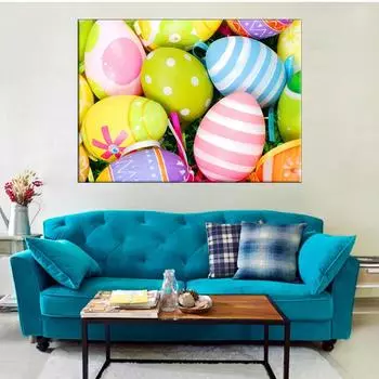 5D Diy Алмазная картина Цветные яйца Набор для вышивки крестом Полный Алмазная вышивка Мозаика Художественная картина Стразы Декор Подарок Full Round 20x30cm