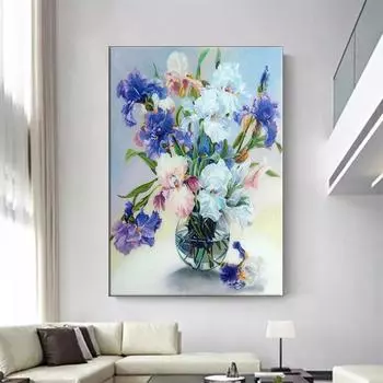 5D Diy Алмазная картина Цветочная композиция Вышивка Мозаика Художественная картина Стразы Декор Подарок Full Round 30x40cm