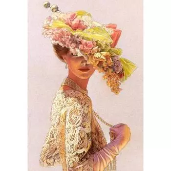 5D Diy Алмазная картина Цветочная шляпа Женщина Алмазная вышивка Крестом Домашний декор Подарки ручной работы Round 20x30cm