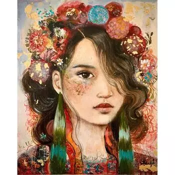 5D DIY Алмазная картина Цветочница Алмазная вышивка Полный набор мозаики Вышивка крестом Домашний декор Подарки ручной работы Round 20x30cm