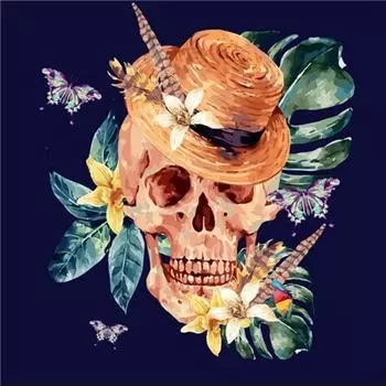 5D DIY Алмазная картина Цветочный череп Вышивка крестом 5D Домашний декор Подарок 20X30CM