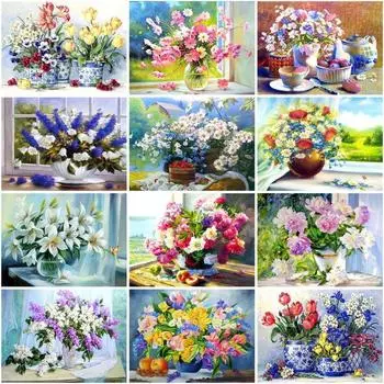 5D DIY Алмазная картина Цветочный комплект Алмазное искусство Алмазная вышивка Продажа Полный круглый дрель Украшение дома Full Round 20x25CM