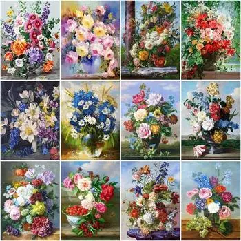 5D DIY Алмазная картина Цветочный комплект Алмазное искусство Алмазная вышивка Горный хрусталь Мозаика Подарок Домашний декор стены Full Round 20x25CM