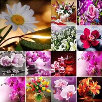 5D DIY Алмазная картина Цветок Алмазная вышивка Пейзаж Вышивка крестиком Полный круглый дрель Ремесла Домашний декор Ручной подарок Full Round 20x20CM