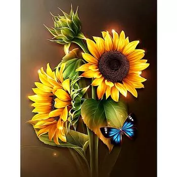 5D DIY Алмазная картина Цветок подсолнуха Животные Бабочка Вышивка крестиком Домашний Декор Подарок 20X30CM
