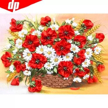 5D DIY Алмазная картина Цветок Полный круглый горный хрусталь Картина Алмазная вышивка 20X30CM
