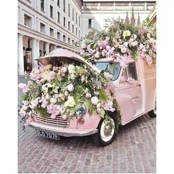 5D DIY Алмазная картина цветок Полный круглый розовый автомобиль Алмазная вышивка Алмазная мозаика Стразы 20X30CM