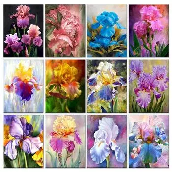 5d DIY Алмазная картина Цветок Полный квадратный сверло Алмазная вышивка Ирис Мозаика Стразы Набор для творчества Декор для дома Full Round 20x30CM
