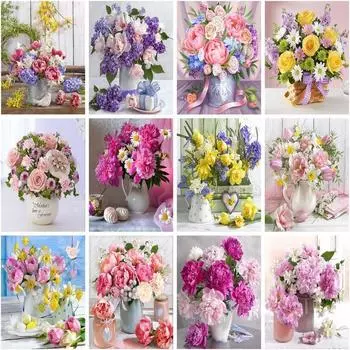 5D DIY Алмазная картина Цветы Алмазное искусство Алмазная вышивка Полный круглый дрель Домашний декор Ремесленный комплект Full Round 20x25CM