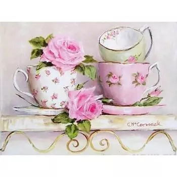 5D DIY Алмазная картина Цветы Чашки Вышивка Мозаика Вышивка крестом Горный хрусталь Украшение 20X30CM