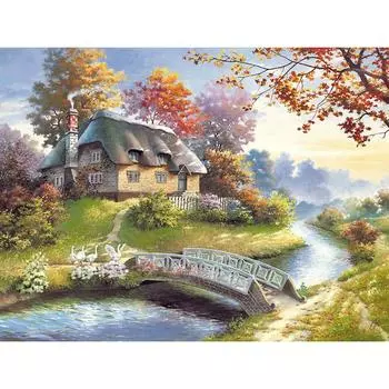 5D DIY Алмазная картина Цветы Дом Вышивка Мозаика Вышивка крестом Горный хрусталь Украшение 20X30CM