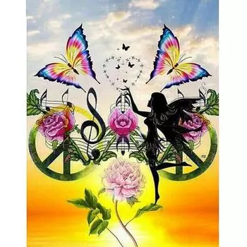 5D DIY Алмазная картина Цветы и бабочки Набор для вышивки крестом Мозаика Алмазная вышивка Роза Полный круглый/квадратный дрель Украшение дома Round 20x30cm