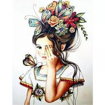 5D DIY Алмазная картина «Цветы и девушка» Набор для вышивки крестом Мозаика Алмазная вышивка Роза Полный круглый/квадратный дрель Украшение дома Round 20x30cm
