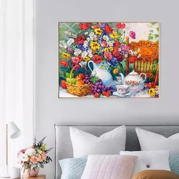 5D DIY Алмазная картина Цветы и ваза Вышивка Крестом Горный хрусталь Мозаика Домашний декор 20X30CM