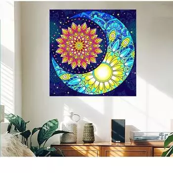 5D Diy Алмазная картина «Цветы на луне» Алмазная вышивка Полный набор аниме Наборы для вышивки крестом Домашний декор Подарок ручной работы Round 25x25cm