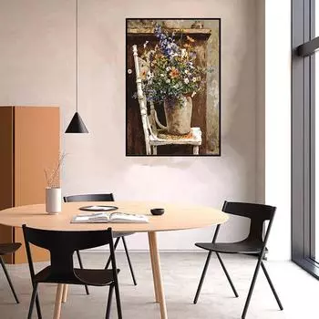 5D DIY Алмазная картина Цветы на табурете Набор для вышивки крестом Мозаика Алмазная вышивка Роза Полный круглый/квадратный дрель Украшение дома Round 30x40cm