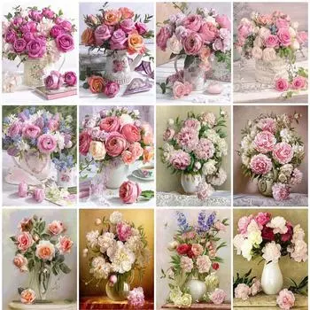 5D Diy Алмазная картина Цветы Наборы для вышивки крестом Круглая Алмазная вышивка Полный дрель Мозаика Домашний Декор Подарок Full Round 20x30CM
