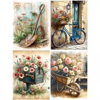 5D DIY Алмазная картина Цветы Растения Серия Полная круглая дрель Алмазная картина Поплавки Велосипед Набор Домашний декор Искусство Ремесло