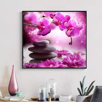 5D Diy Алмазная картина Цветы сливы и камни Алмазная вышивка Полный набор аниме Наборы для вышивки крестом Домашний декор Подарок ручной работы Round 30x30cm