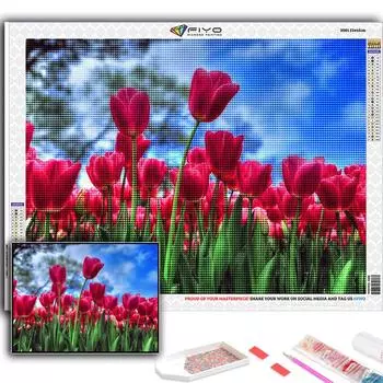 5D Diy Алмазная картина Цветы Тюльпаны Вышивка крестиком Полная Алмазная вышивка Мозаика Full Round 20X30CM