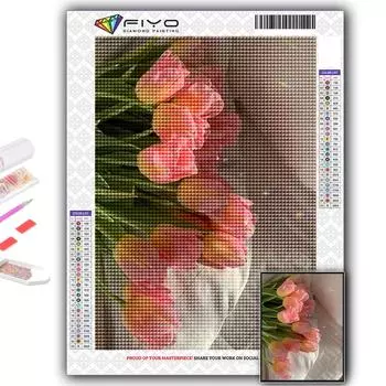 5D Diy Алмазная картина Цветы Тюльпаны Вышивка крестиком Полная Алмазная вышивка Мозаика Full Round 20X30CM