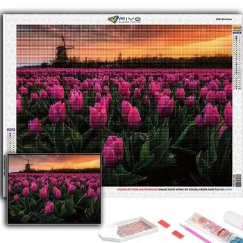 5D Diy Алмазная картина Цветы Тюльпаны Вышивка крестиком Полная Алмазная вышивка Мозаика Full Round 20X30CM