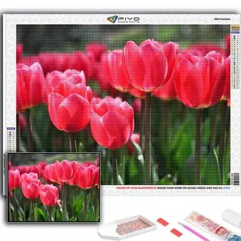 5D DIY Алмазная картина Цветы Тюльпаны Вышивка крестиком Алмазная художественная вышивка Мозаика Домашний деко Full Round 20X30CM