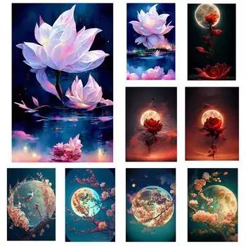 5D DIY Алмазная картина Цветы Ваза Набор для вышивки крестом Полная вышивка Мозаика Роза Искусство Картина Стразы Подарок Декор Full Round 20x30CM