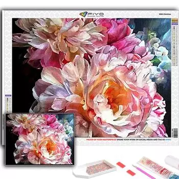5D Diy Алмазная картина Цветы Вышивка крестиком Полная Алмазная вышивка Мозаика Full Round 20X30CM