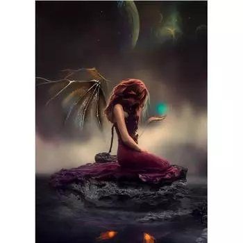 5D DIY Алмазная картина Дьявол Ангел Алмазная вышивка Полный мозаичный набор Наборы для вышивки крестом Домашний декор Подарки ручной работы Round 20x30cm