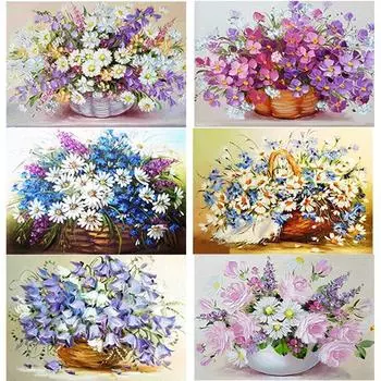 5D DIY Алмазная картина Дейзи Алмазная вышивка Цветочный пейзаж Вышивка крестиком Полный круглый дрель Домашний декор Ручной художественный подарок Full Round 15x20CM