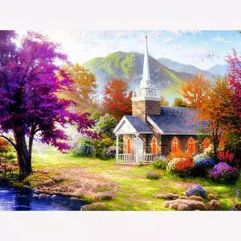 5D DIY Алмазная картина Дерево Пейзаж Вышивка крестиком Полная алмазная вышивка 20X30CM