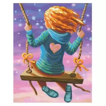 5D DIY Алмазная картина «Дети на качелях» Набор для вышивки крестом Мозаика Алмазная вышивка Роза Полный круглый/квадратный дрель Украшение дома Round 20x30cm