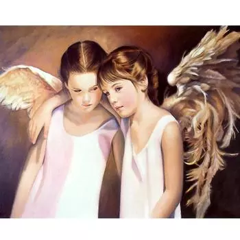 5D DIY Алмазная картина «Девочка-ангелочек, сестра» Вышивка Круглая/Квадратная Алмазная вышивка крестиком Алмазная мозаика Картина Украшение Подарок Full Square (20X30CM)