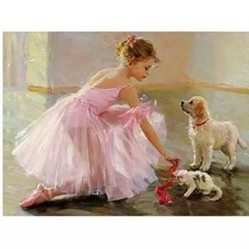 5D DIY Алмазная картина Девочка и собака Вышивка крестиком 5D Домашний декор Подарок Full Round 20x30CM