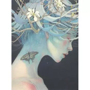 5D DIY Алмазная картина Девушка Бабочка Алмазная вышивка Полный мозаичный набор Наборы для вышивки крестом Домашний декор Подарки ручной работы Round 20x30cm